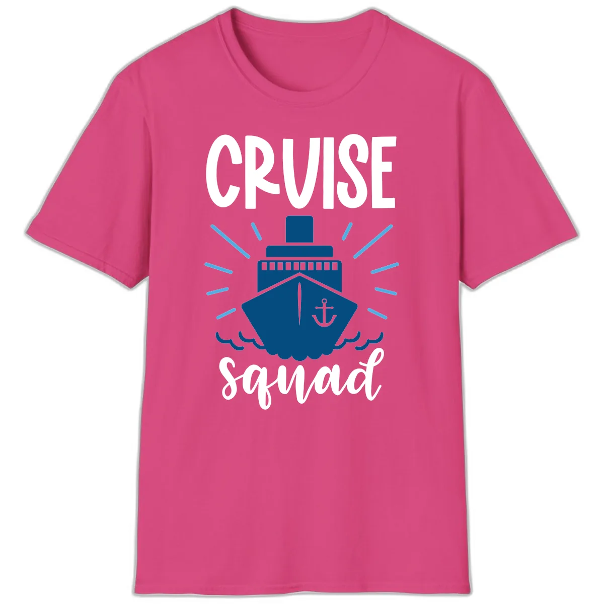 Cruise Squad Ship Anchor Design T-Shirt in Heliconia