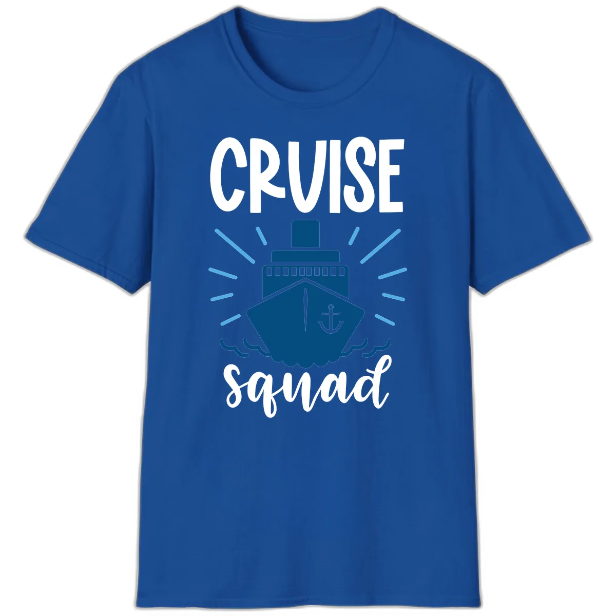 Cruise Squad Ship Anchor Design T-Shirt in Royal