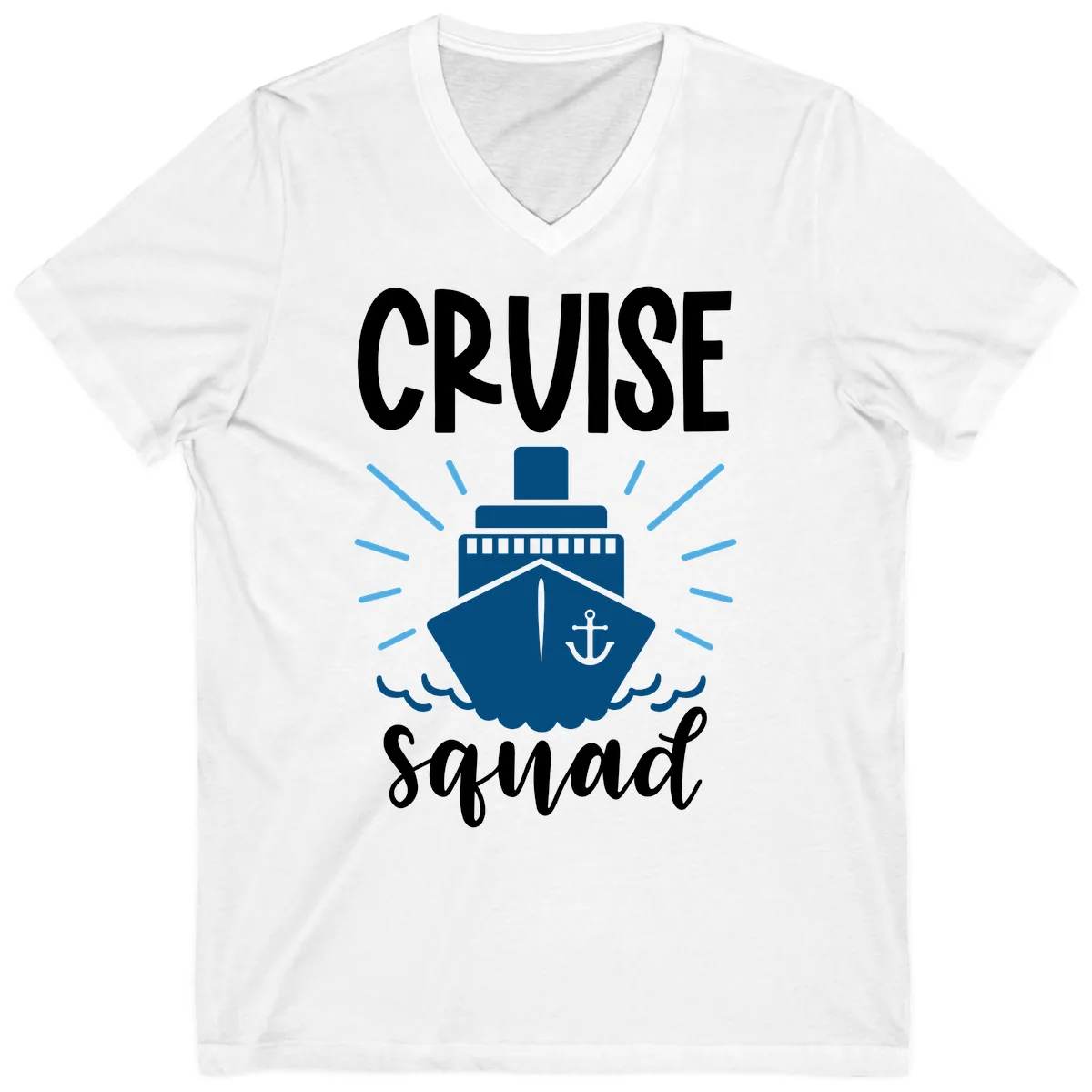 Cruise Squad Ship Anchor Design V-Neck in White