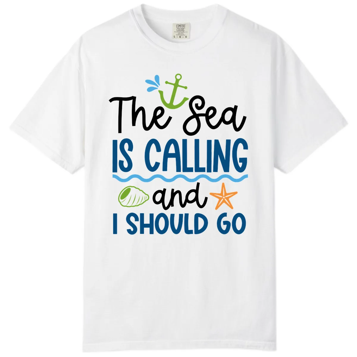 The Sea Is Calling Comfort Color in White