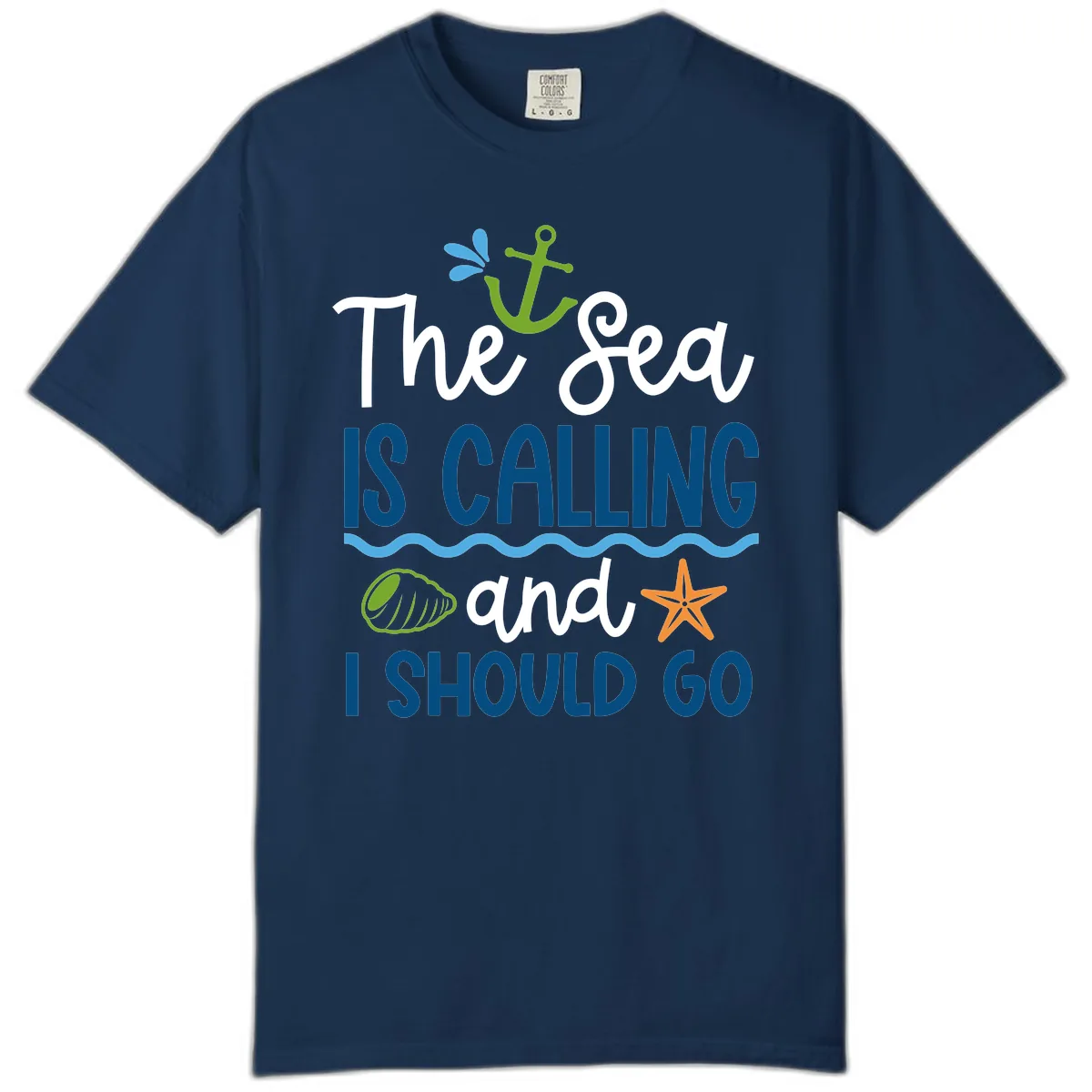 The Sea Is Calling Comfort Color in Navy