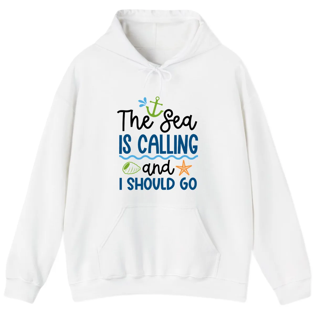 The Sea Is Calling Hoodie in White
