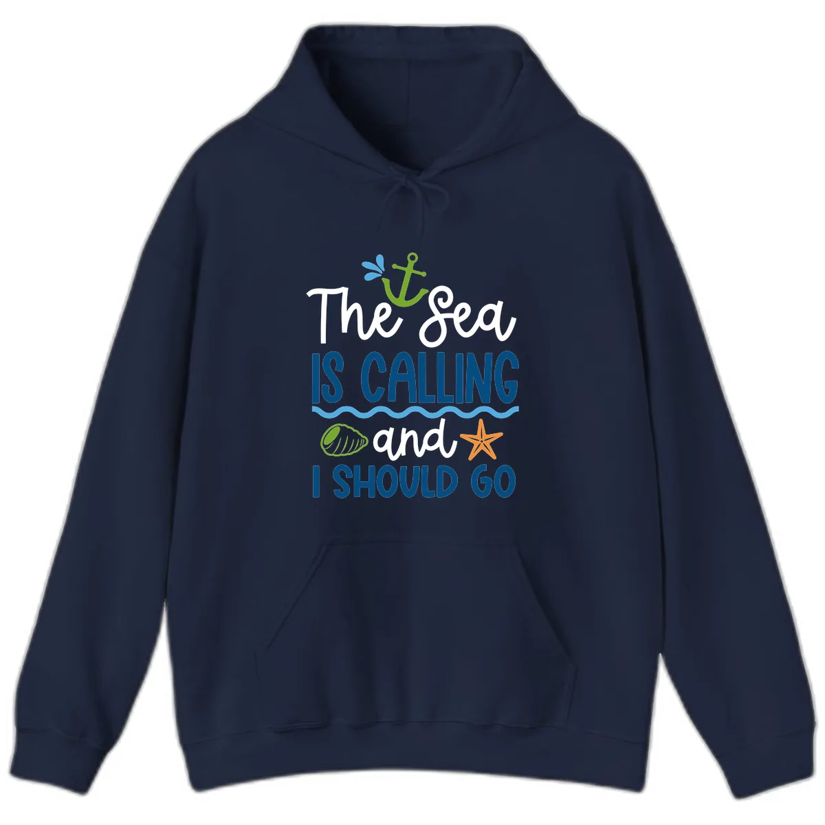 The Sea Is Calling Hoodie in Navy