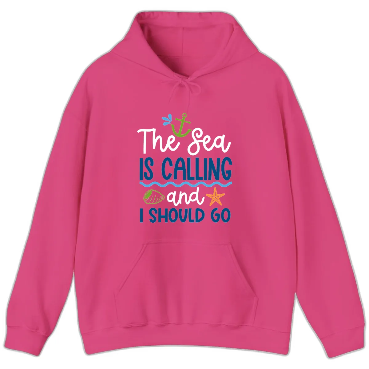 The Sea Is Calling Hoodie in Heliconia