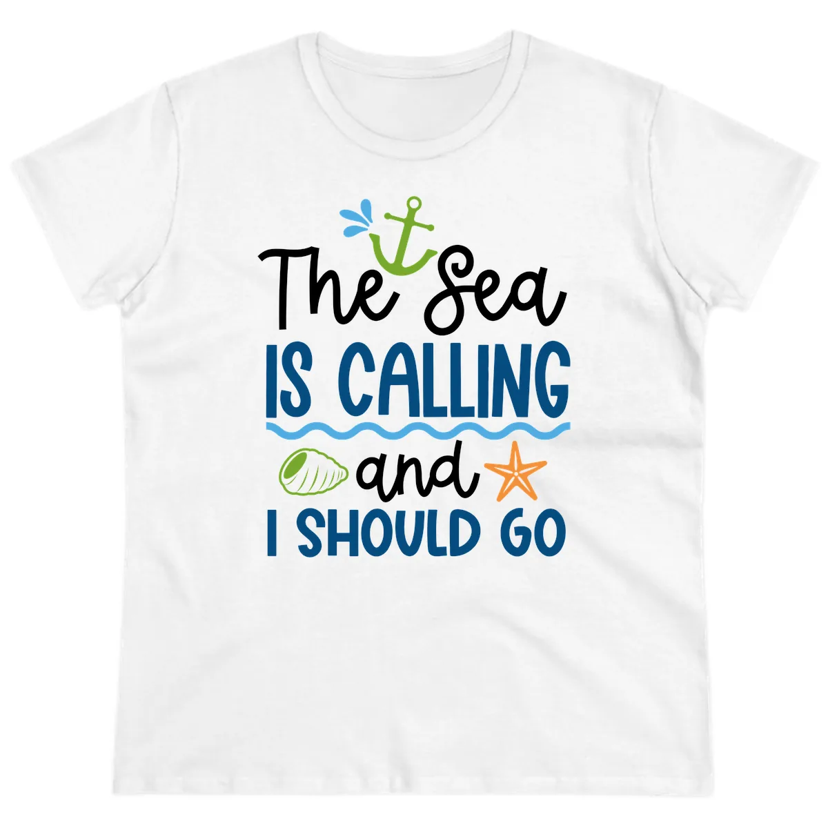 The Sea Is Calling Ladies Tee in White