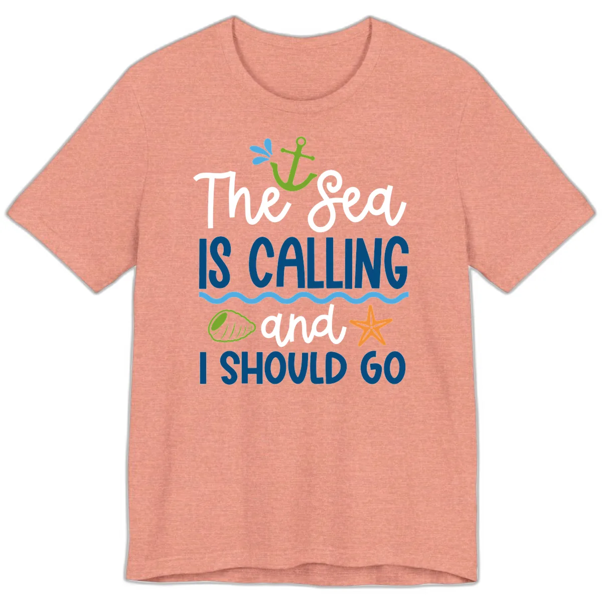 The Sea Is Calling Premium T-Shirt in Heather Sunset