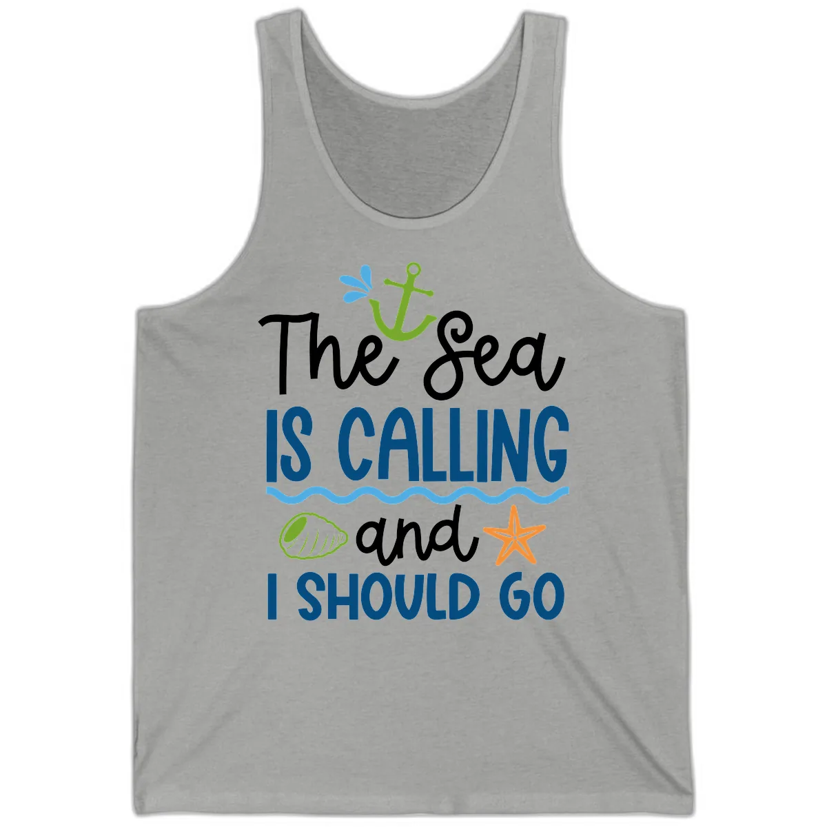 The Sea Is Calling Tank in Athletic Heather