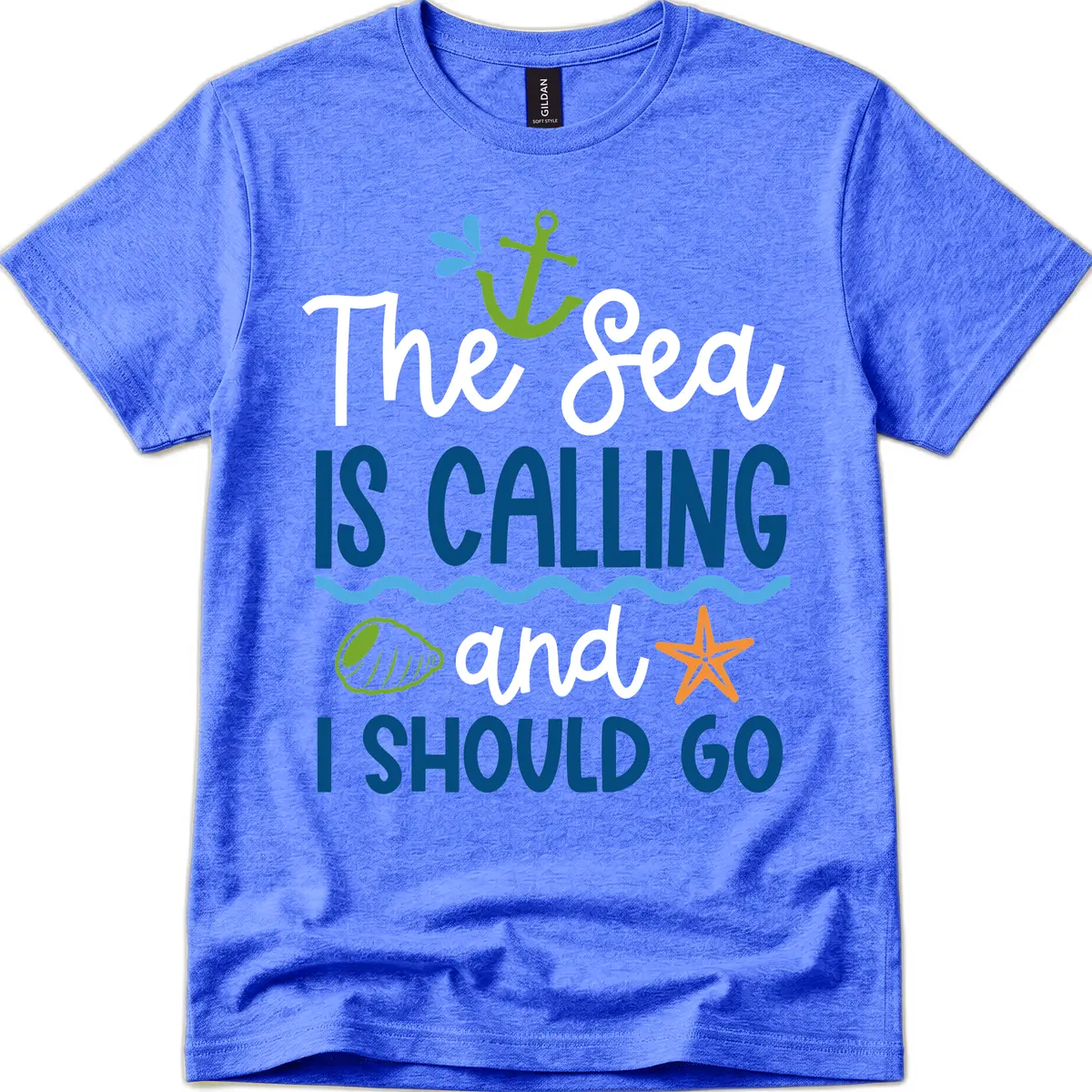 The Sea Is Calling T-Shirt in Heather Royal