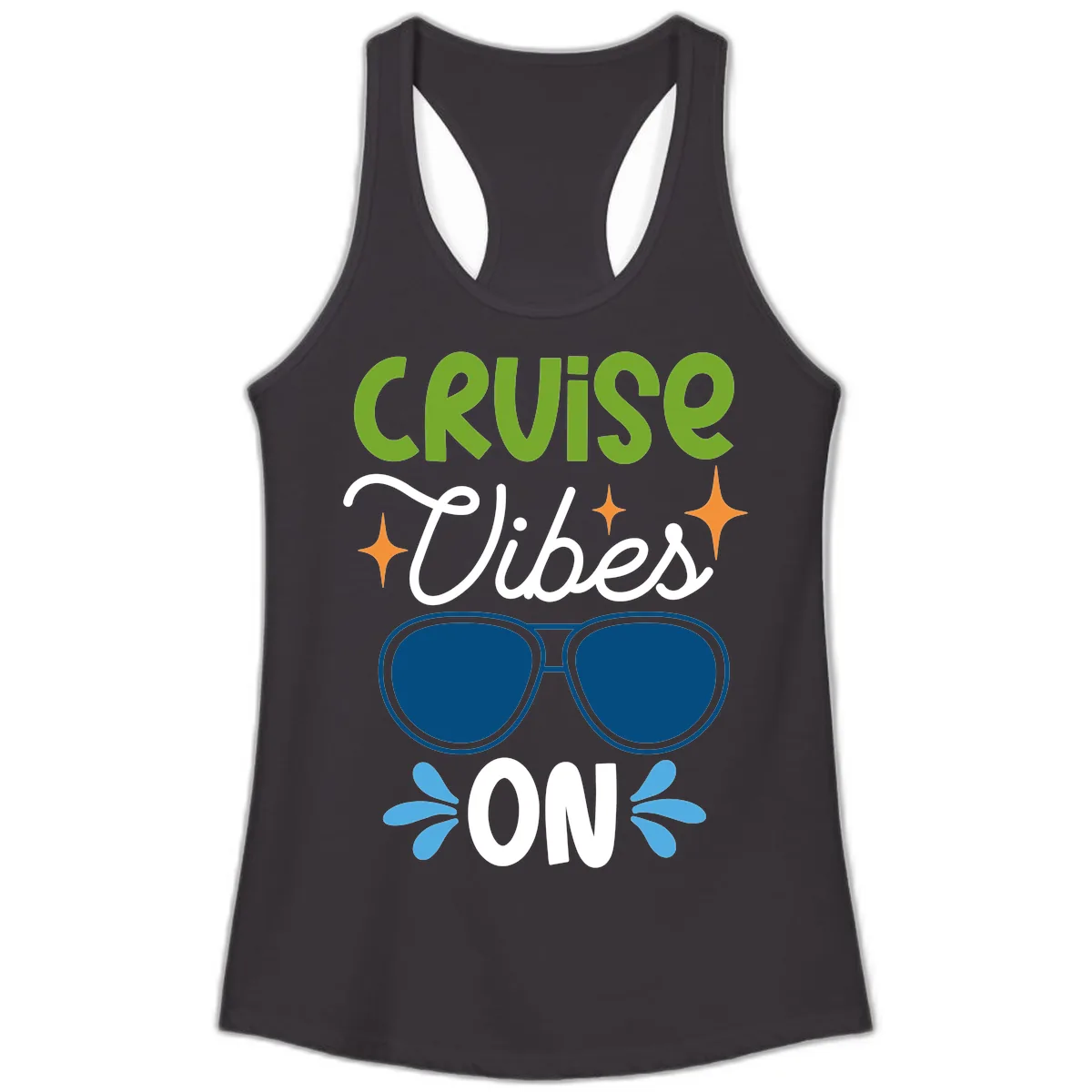 Cruise Vibes On Ladies Tank in Black