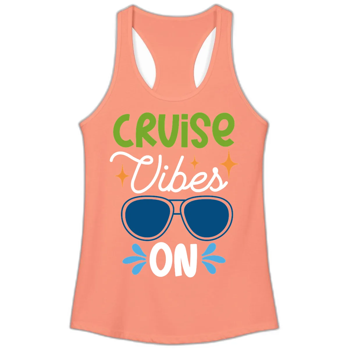 Cruise Vibes On Ladies Tank in Solid Light Orange