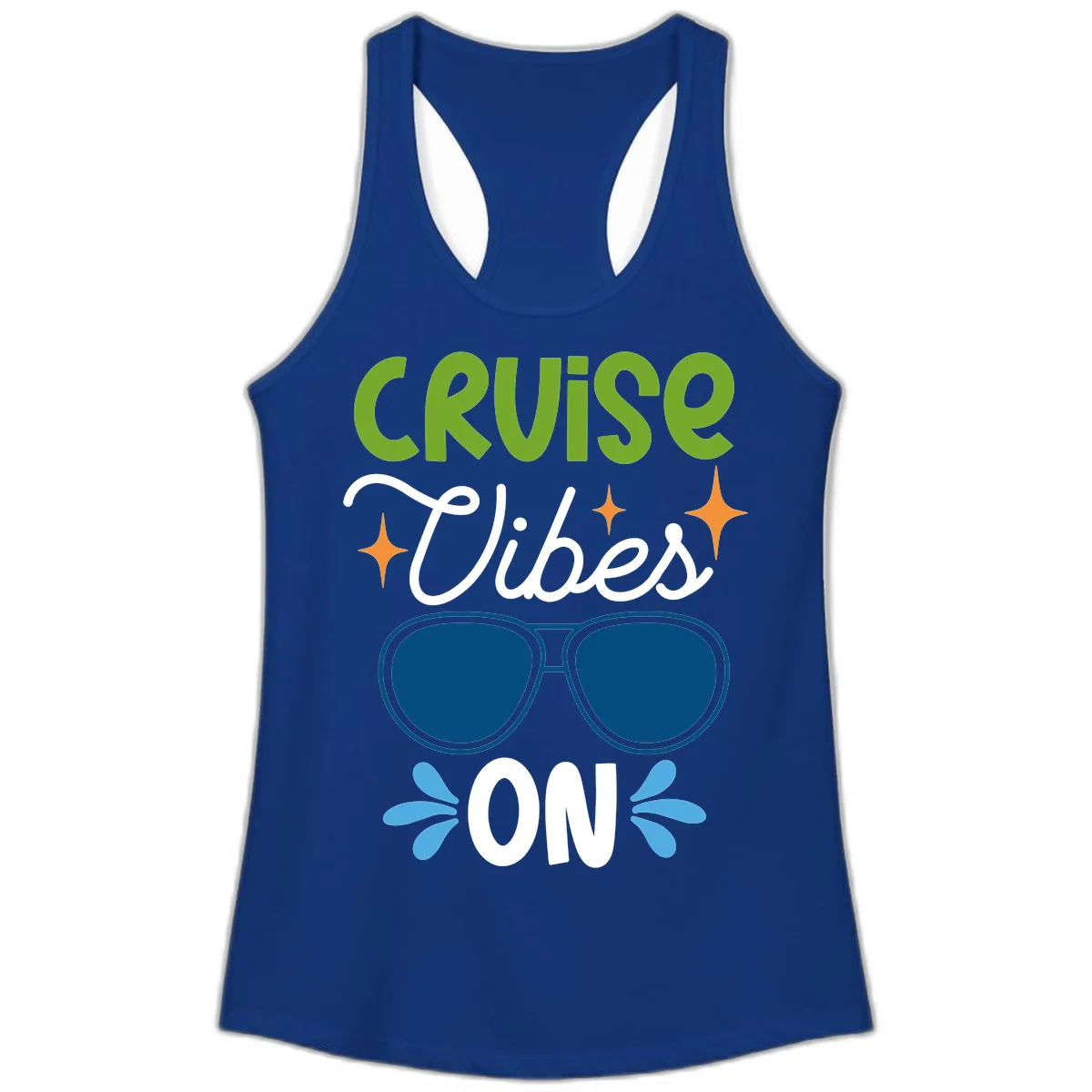 Cruise Vibes On Ladies Tank in Solid Royal