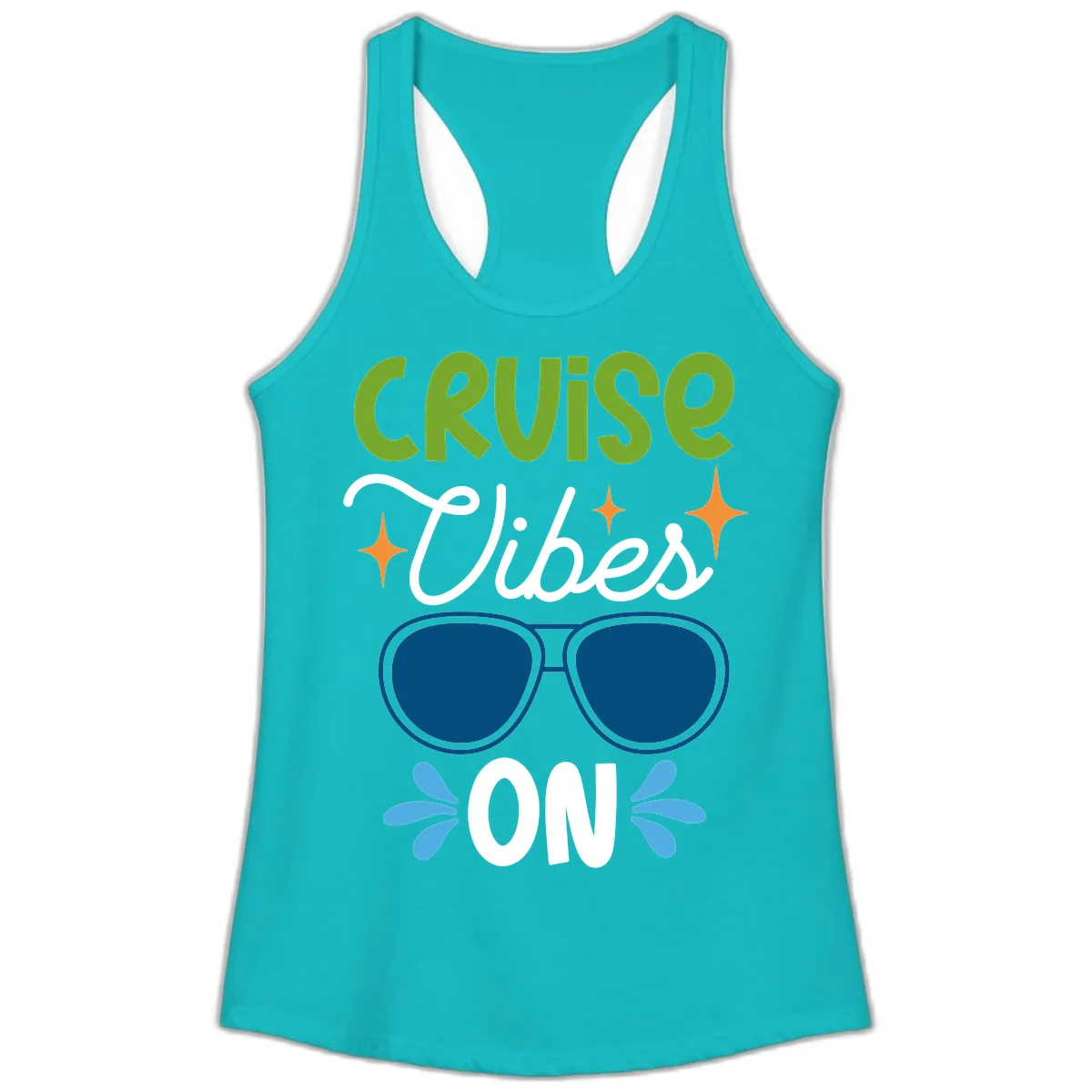 Cruise Vibes On Ladies Tank in Tahiti Blue