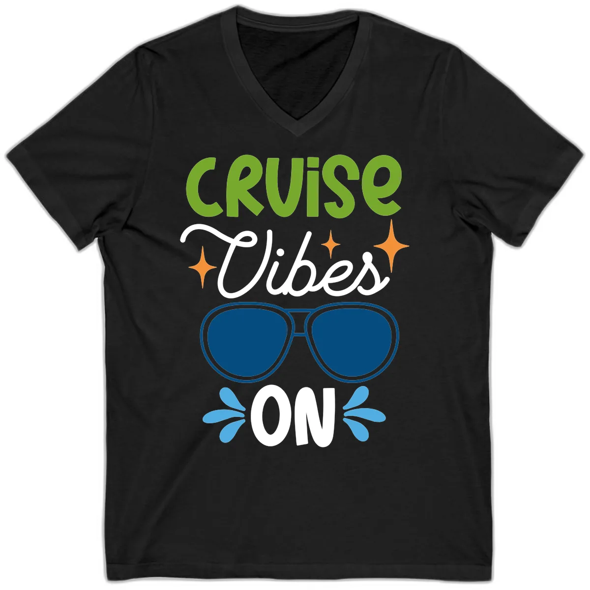 Cruise Vibes On V-Neck in Black