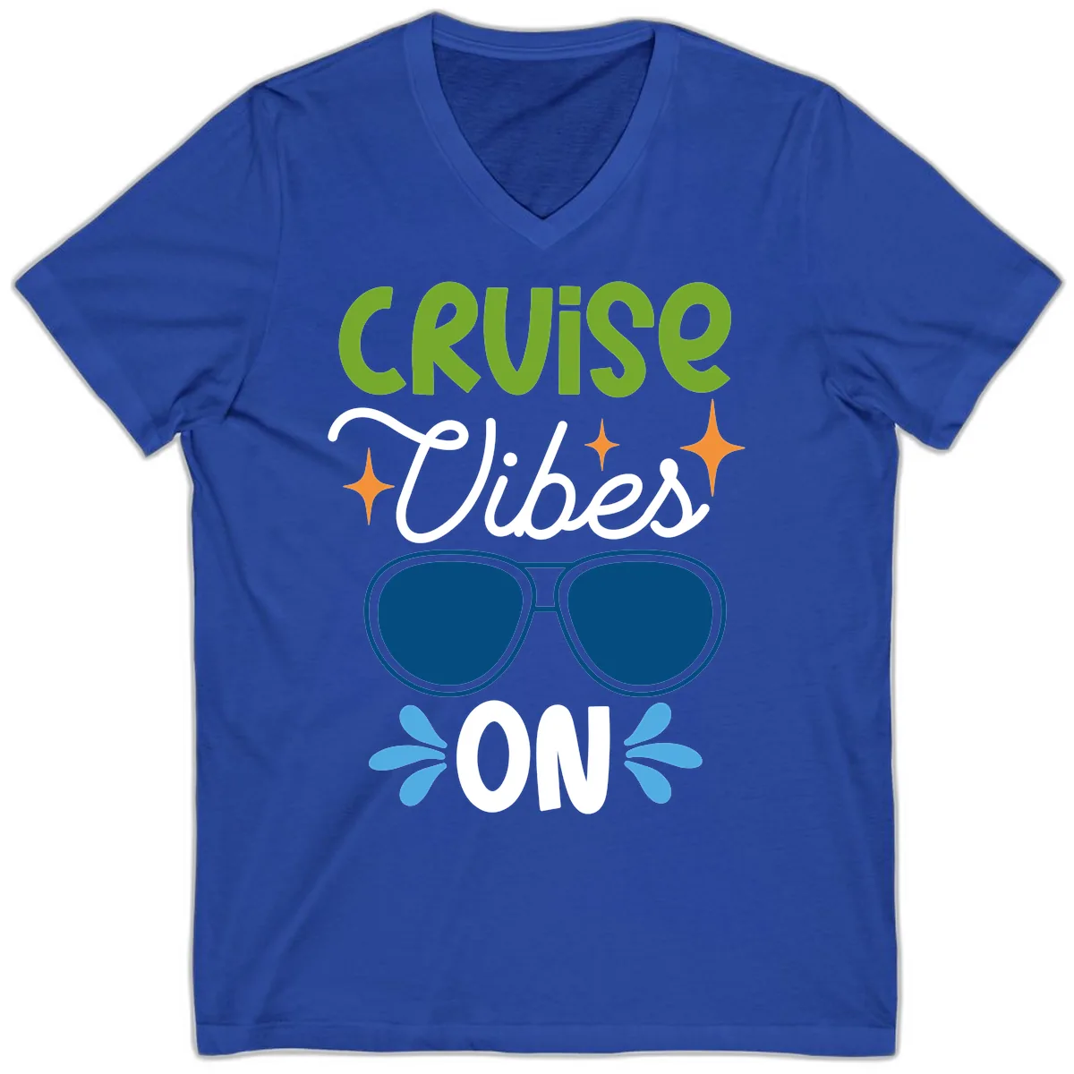 Cruise Vibes On V-Neck in True Royal