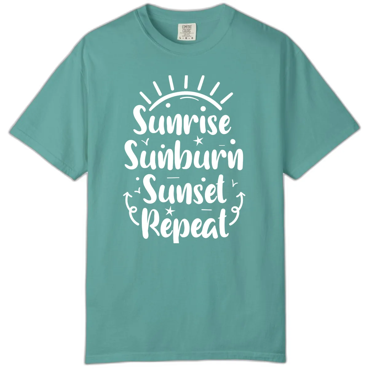 Sunrise Sunburn Sunset Repeat Comfort Color in Seafoam