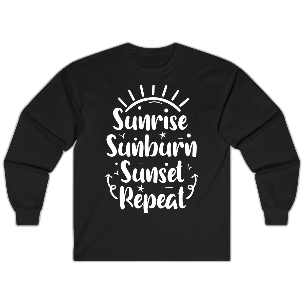 Sunrise Sunburn Sunset Repeat Long Sleeve in Black