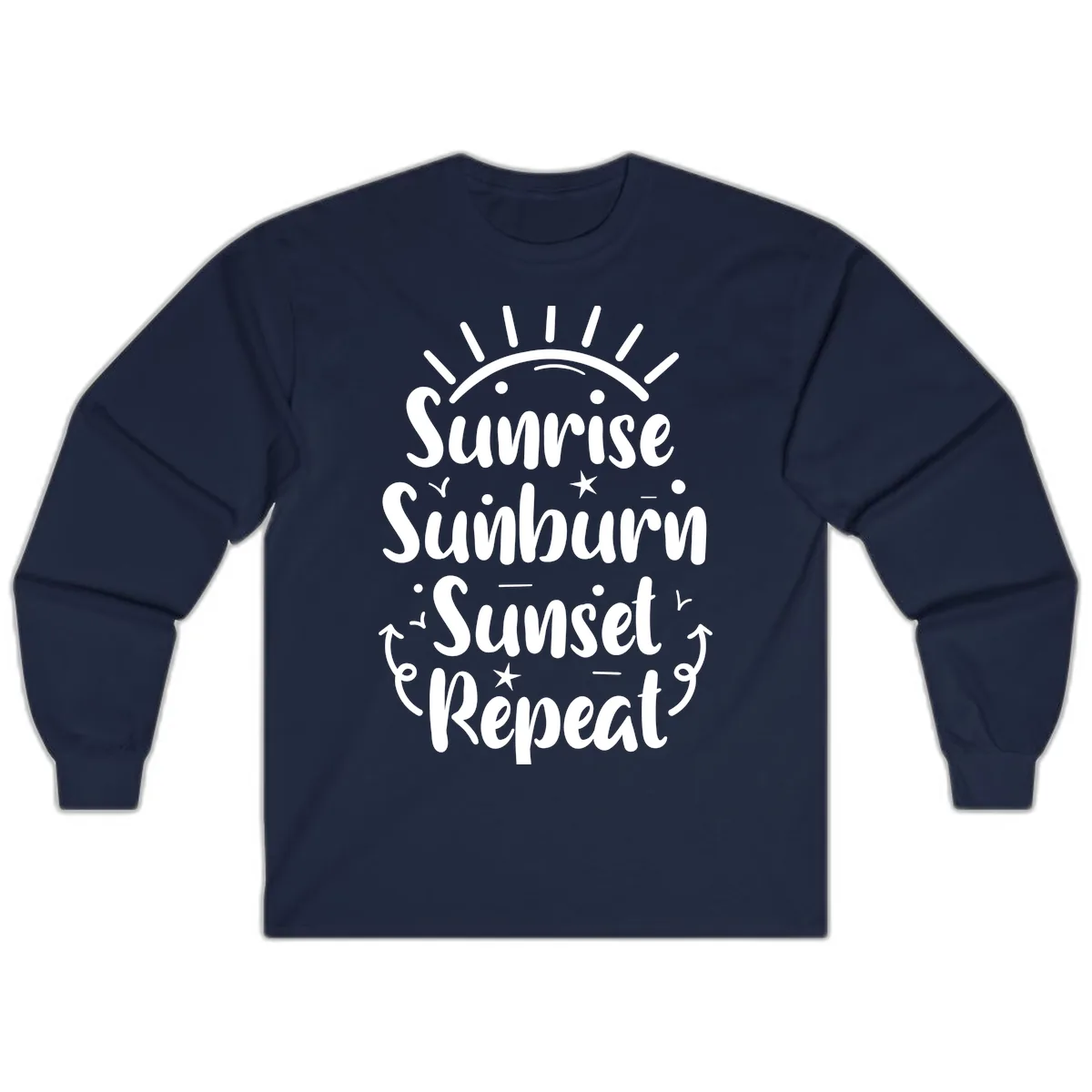 Sunrise Sunburn Sunset Repeat Long Sleeve in Navy
