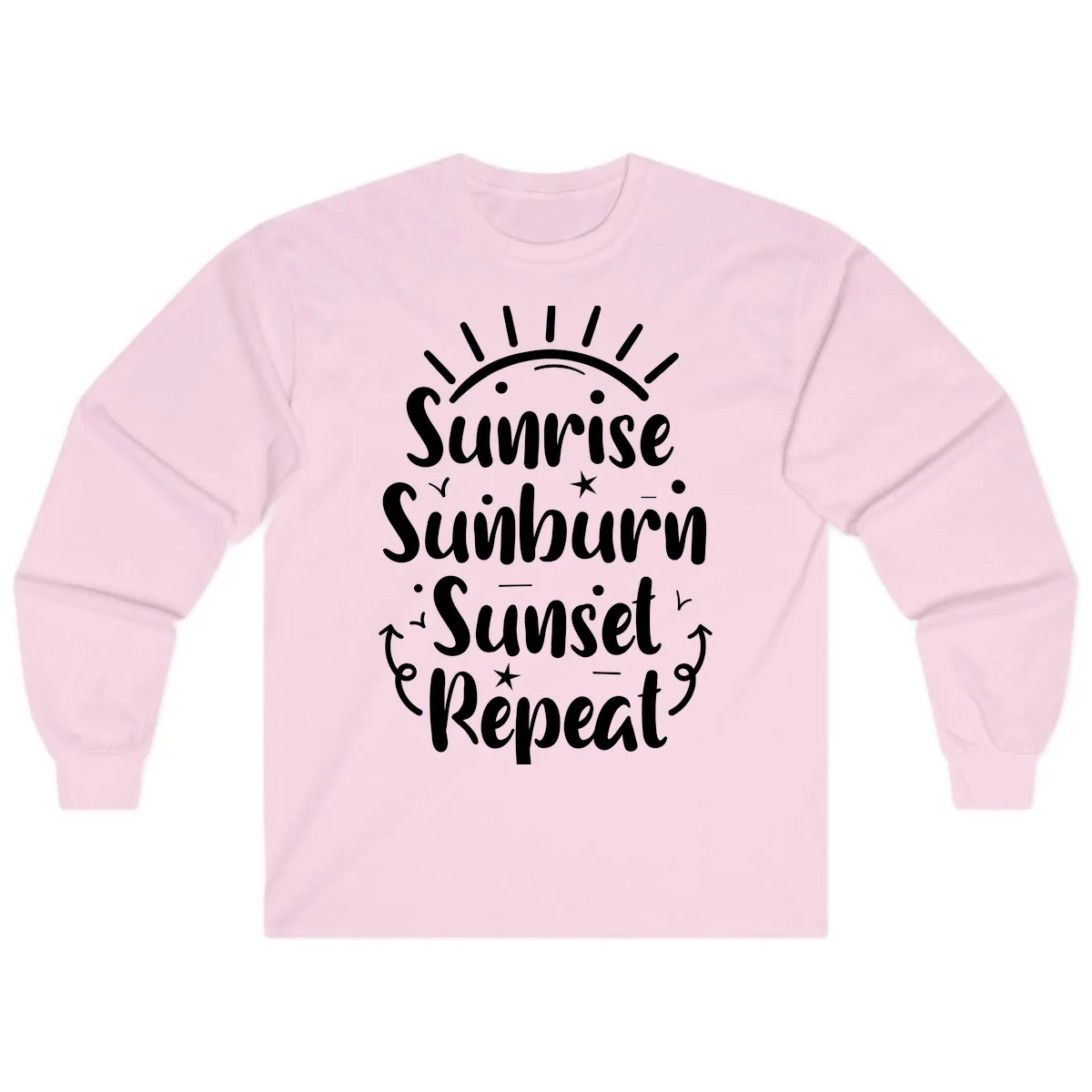 Sunrise Sunburn Sunset Repeat Long Sleeve in Light Pink