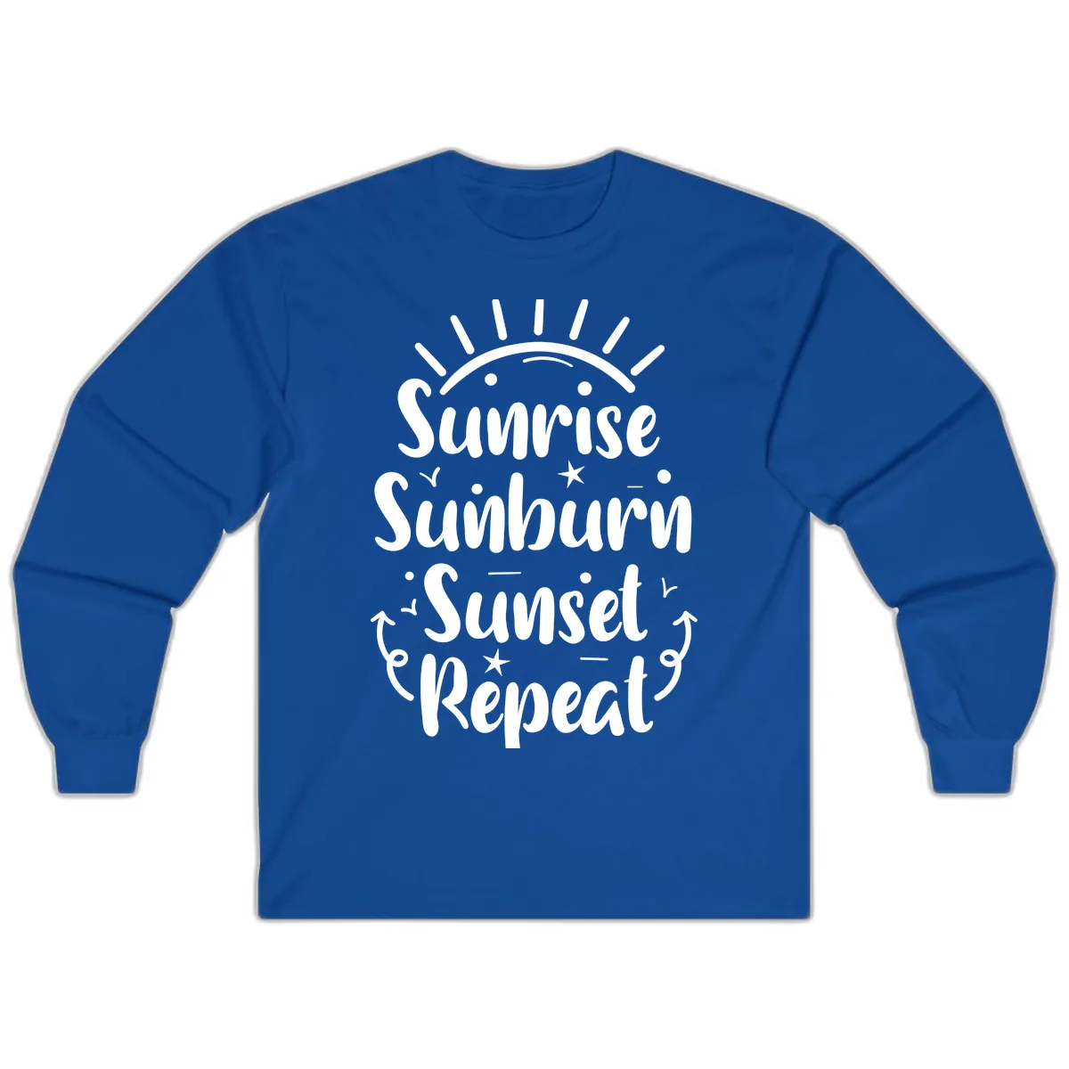 Sunrise Sunburn Sunset Repeat Long Sleeve in Royal