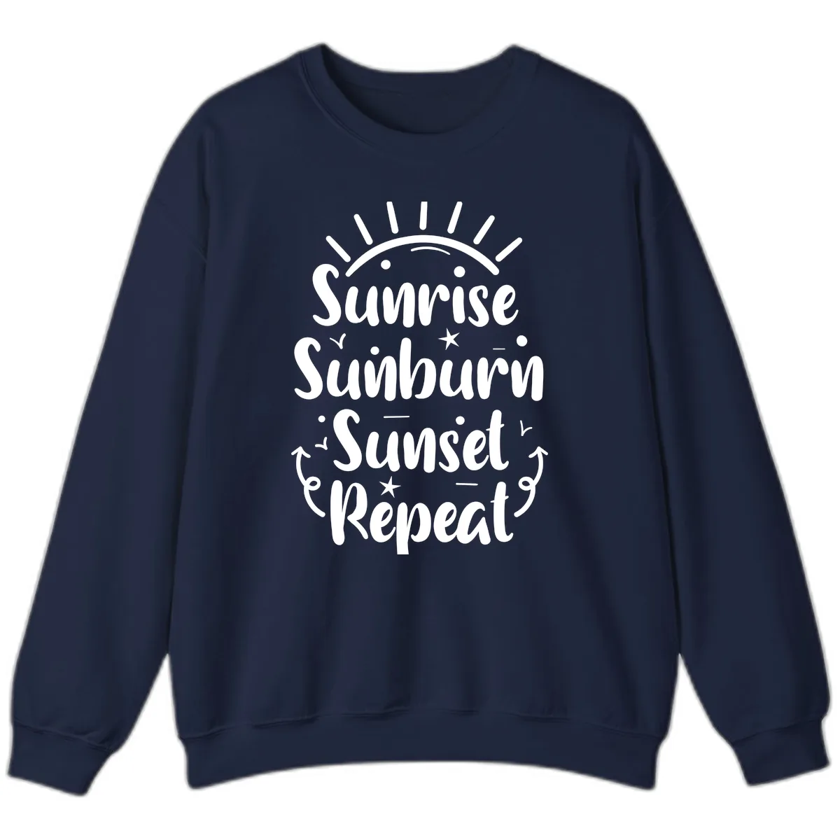 Sunrise Sunburn Sunset Repeat Sweatshirt in Navy