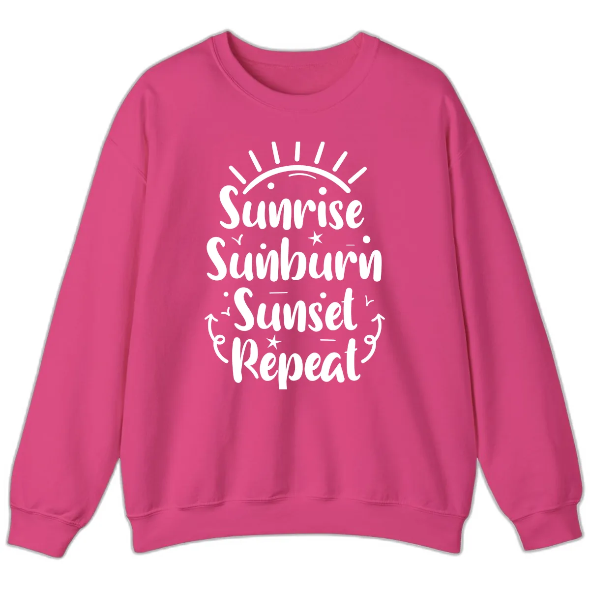 Sunrise Sunburn Sunset Repeat Sweatshirt in Heliconia