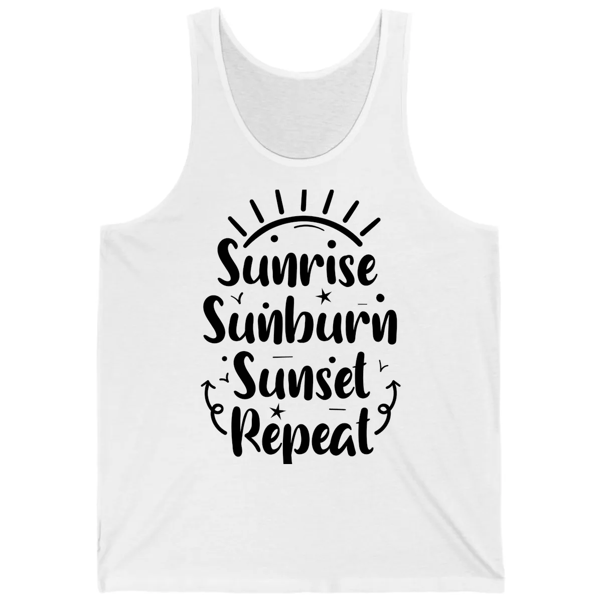 Sunrise Sunburn Sunset Repeat Tank in White