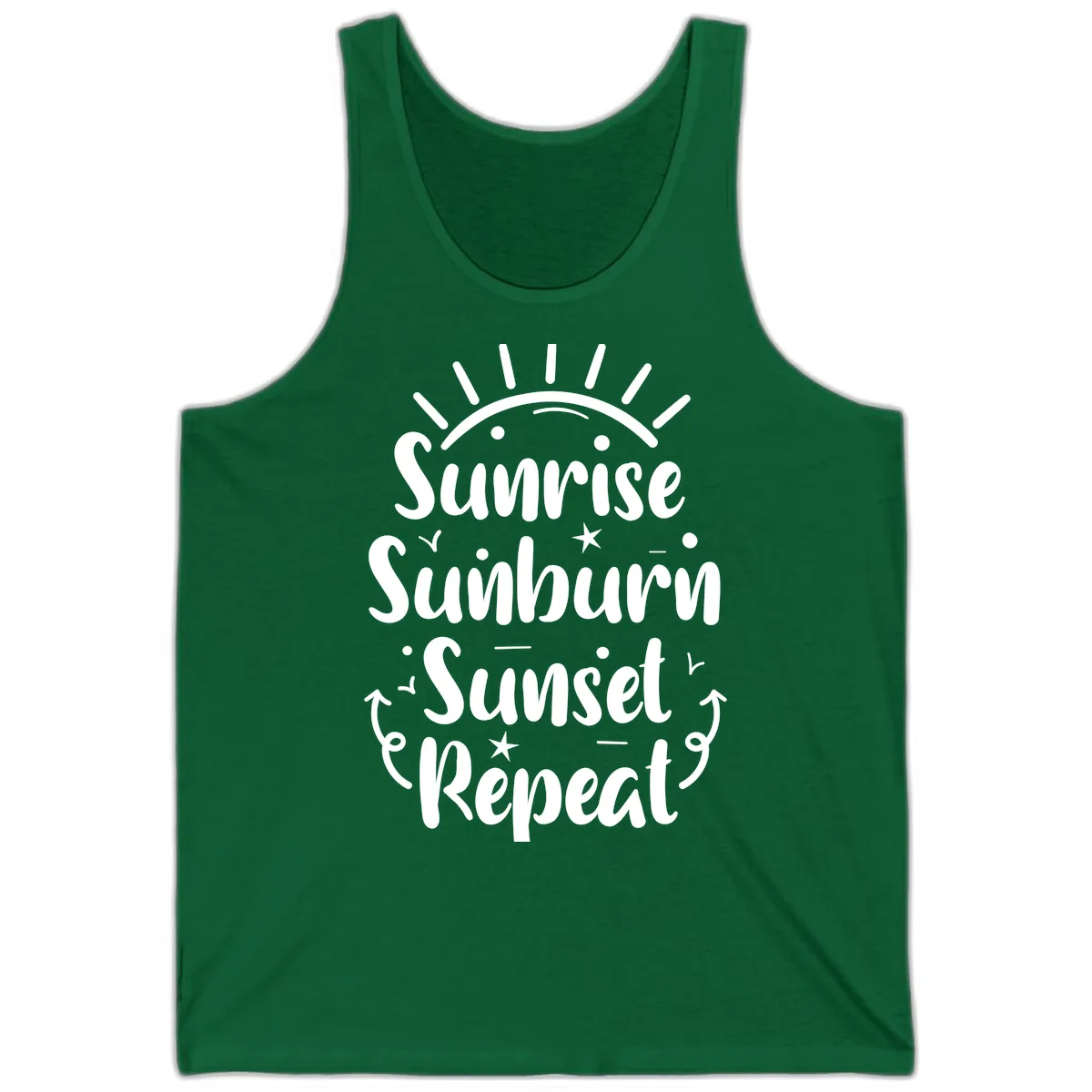 Sunrise Sunburn Sunset Repeat Tank in Kelly