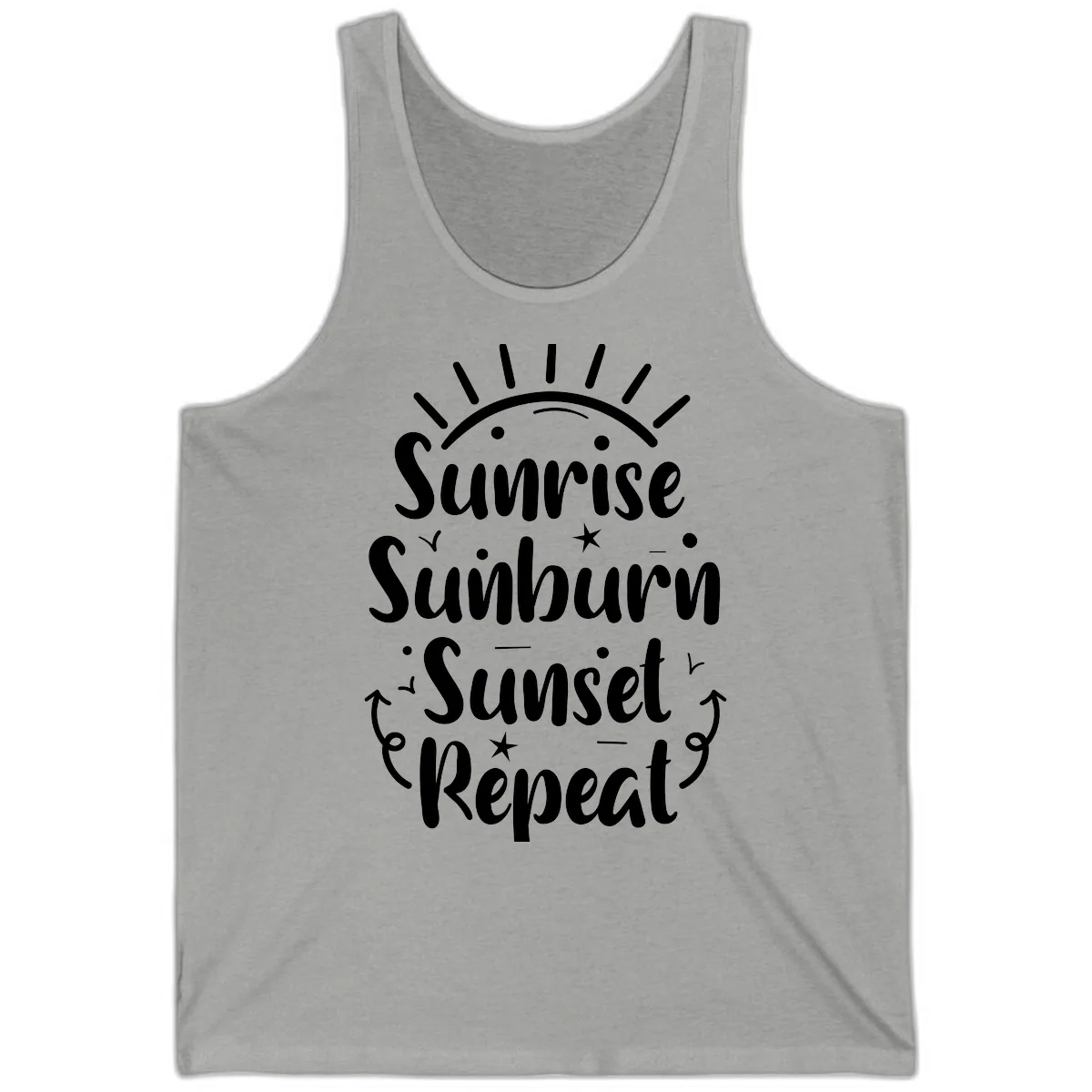 Sunrise Sunburn Sunset Repeat Tank in Athletic Heather