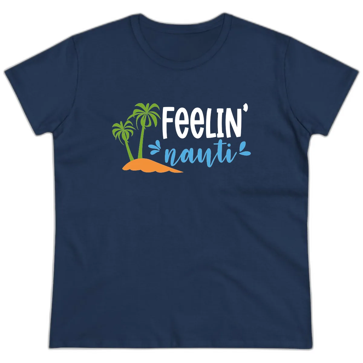 Feelin' Nauty Cruise Vibes Ladies Tee in Navy