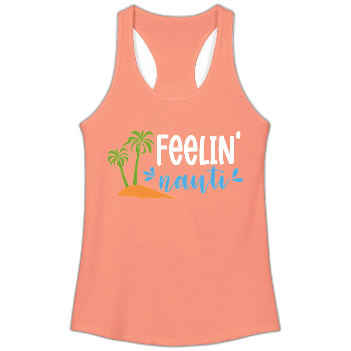 Feelin' Nauty Cruise Vibes Ladies Tank in Solid Light Orange