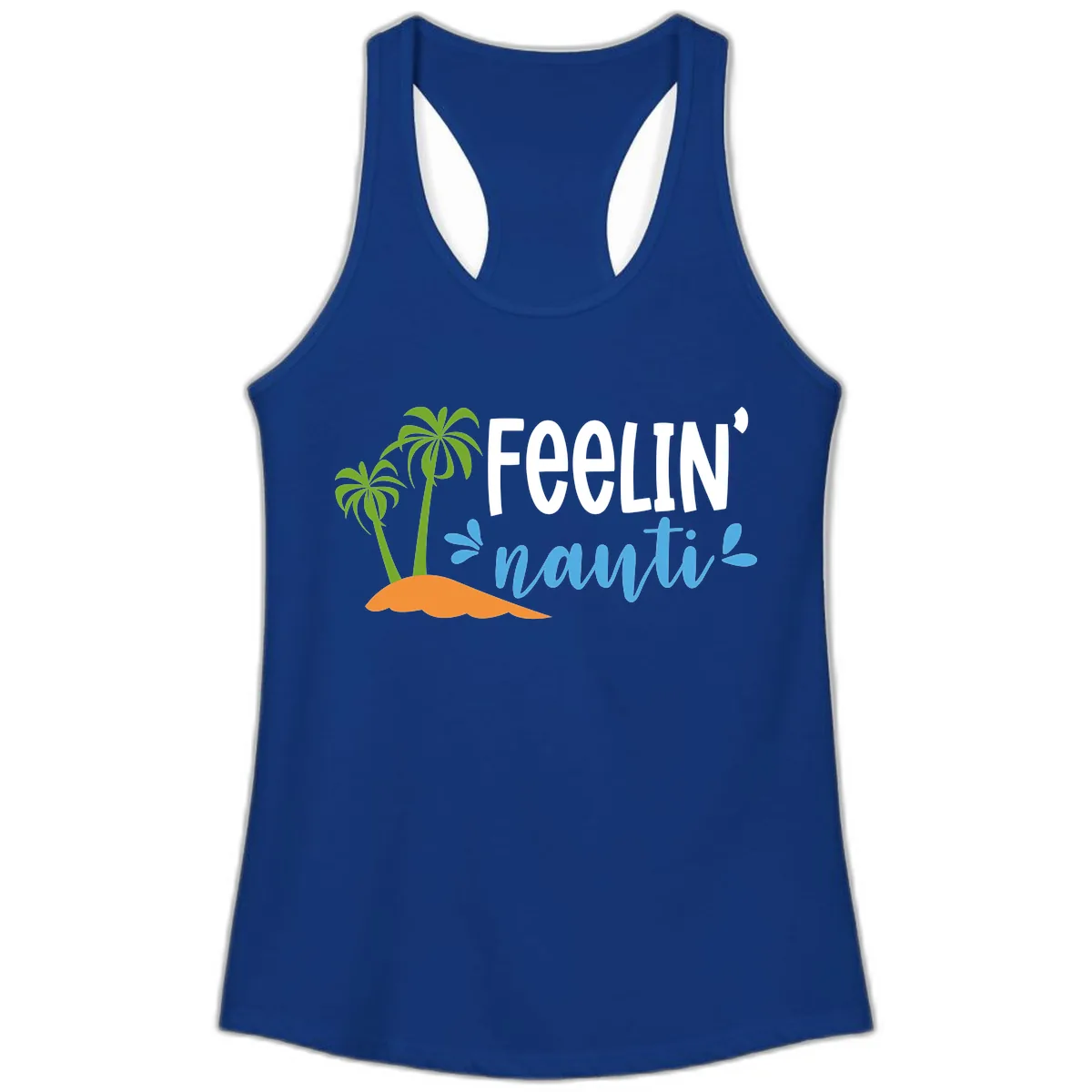 Feelin' Nauty Cruise Vibes Ladies Tank in Solid Royal
