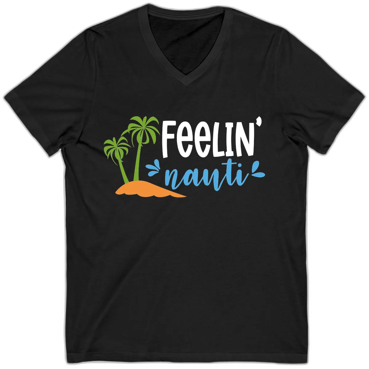 Feelin' Nauty Cruise Vibes V-Neck in Black