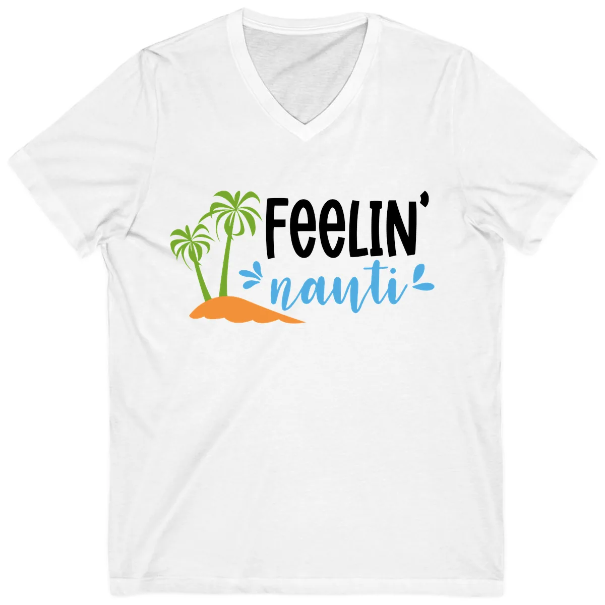 Feelin' Nauty Cruise Vibes V-Neck in White