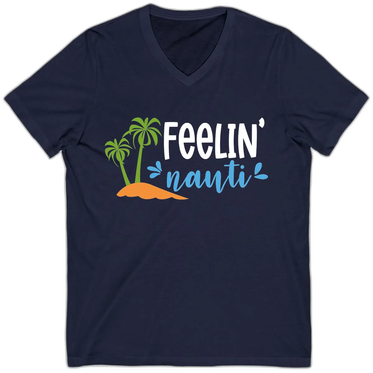 Feelin' Nauty Cruise Vibes V-Neck in Navy