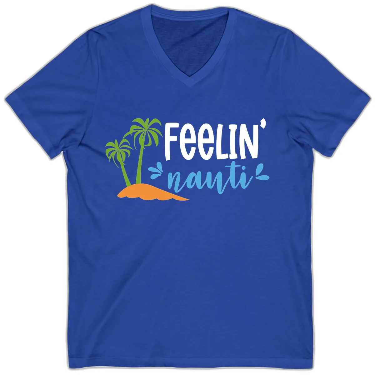 Feelin' Nauty Cruise Vibes V-Neck in True Royal