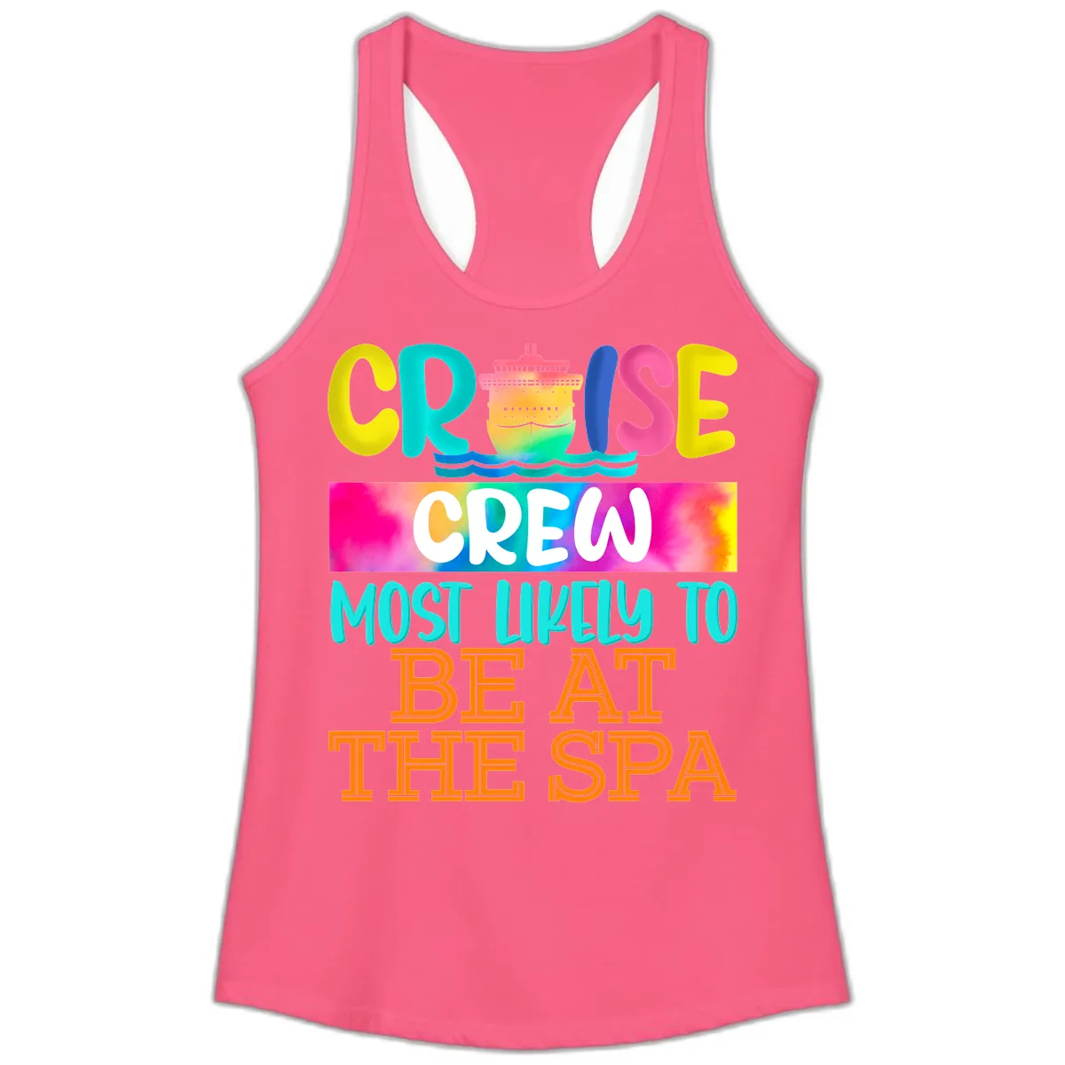 Cruise Crew Most Likely To Beat The Spa Ladies Tank in Solid Hot Pink