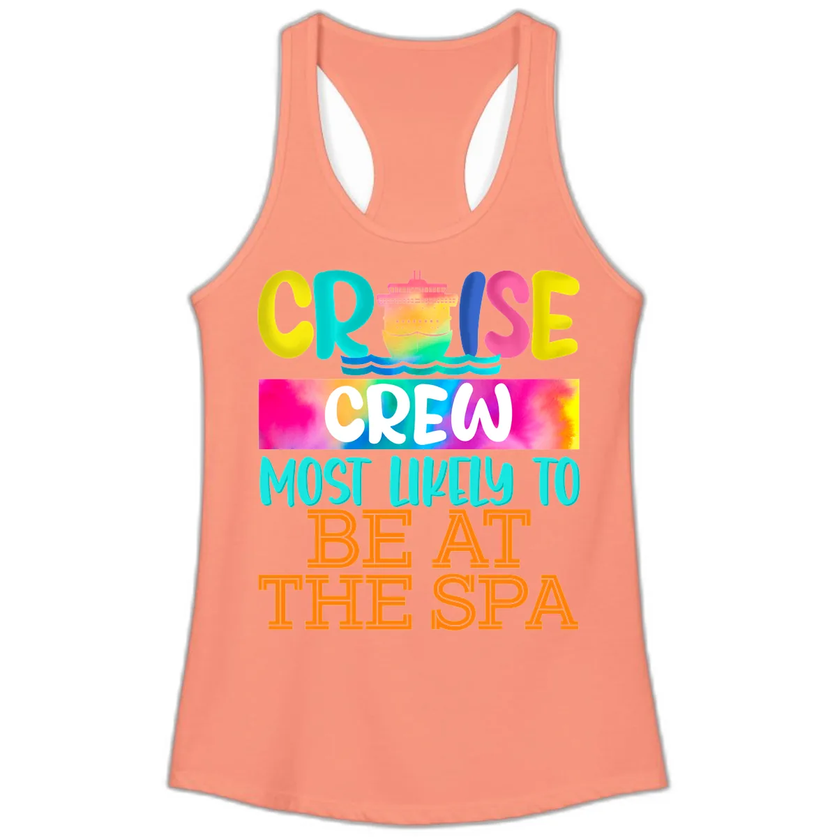 Cruise Crew Most Likely To Beat The Spa Ladies Tank in Solid Light Orange