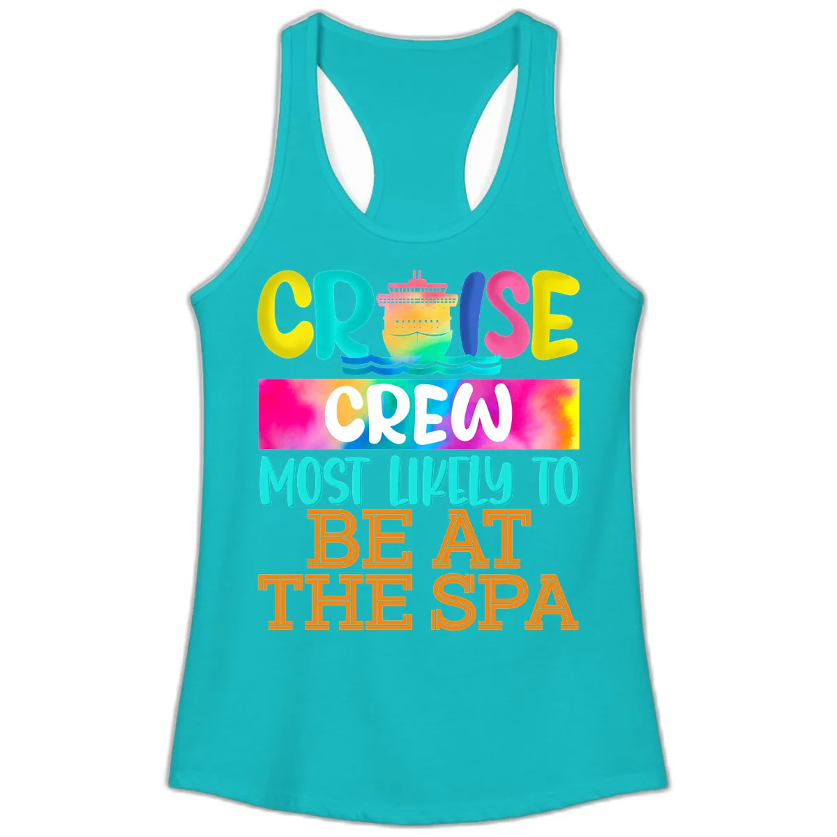Cruise Crew Most Likely To Beat The Spa Ladies Tank in Tahiti Blue