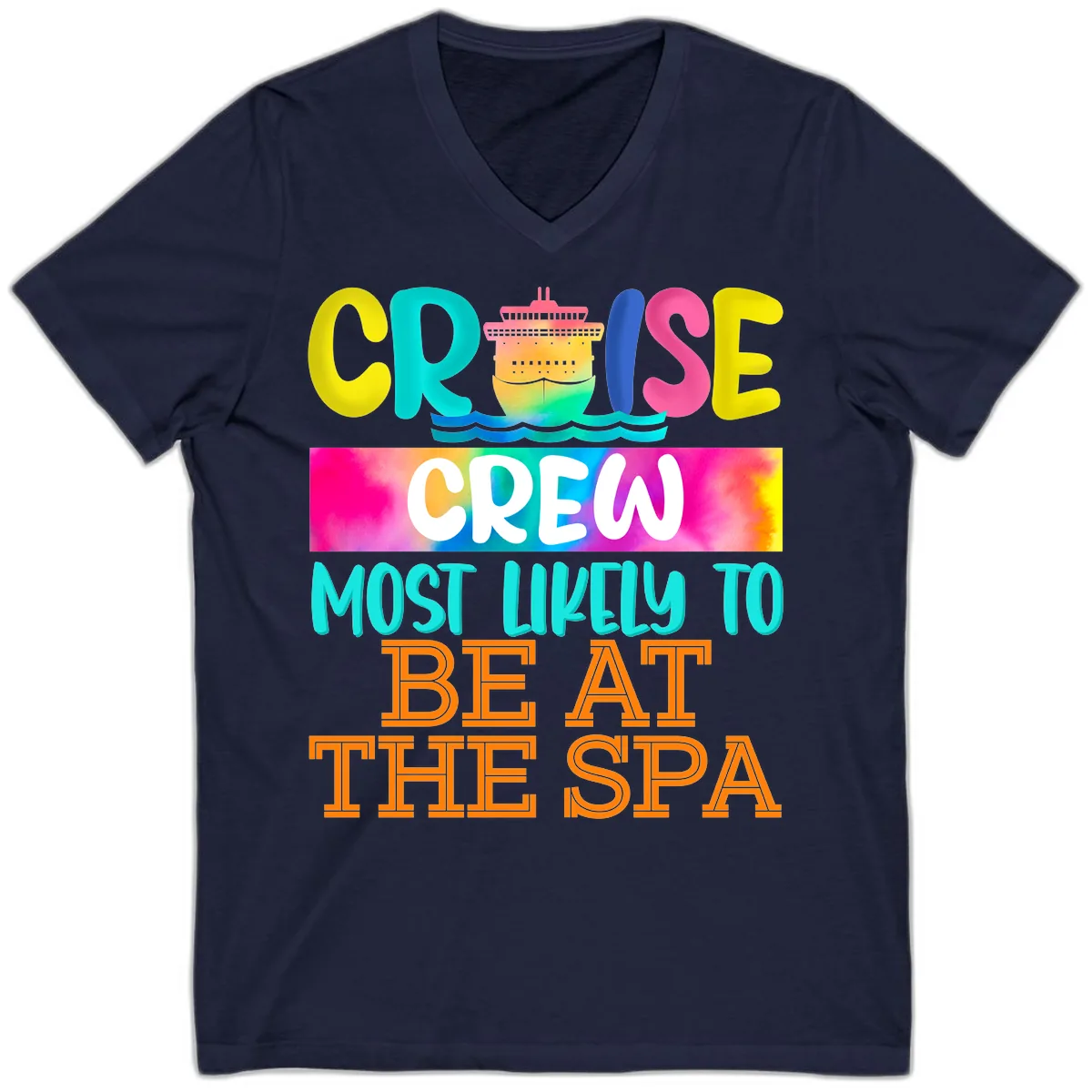 Cruise Crew Most Likely To Beat The Spa V-Neck in Navy