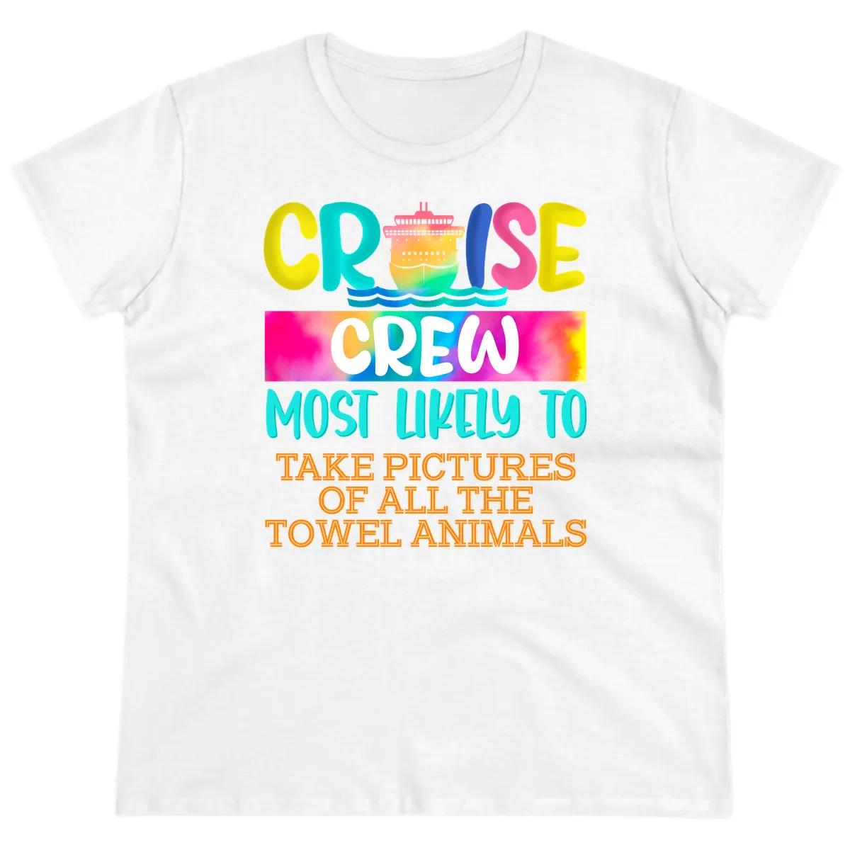Cruise Crew Most Likely To Take Pictures Ladies Tee in White