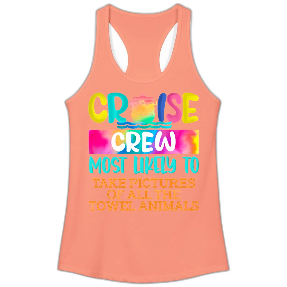 Cruise Crew Most Likely To Take Pictures Ladies Tank in Solid Light Orange