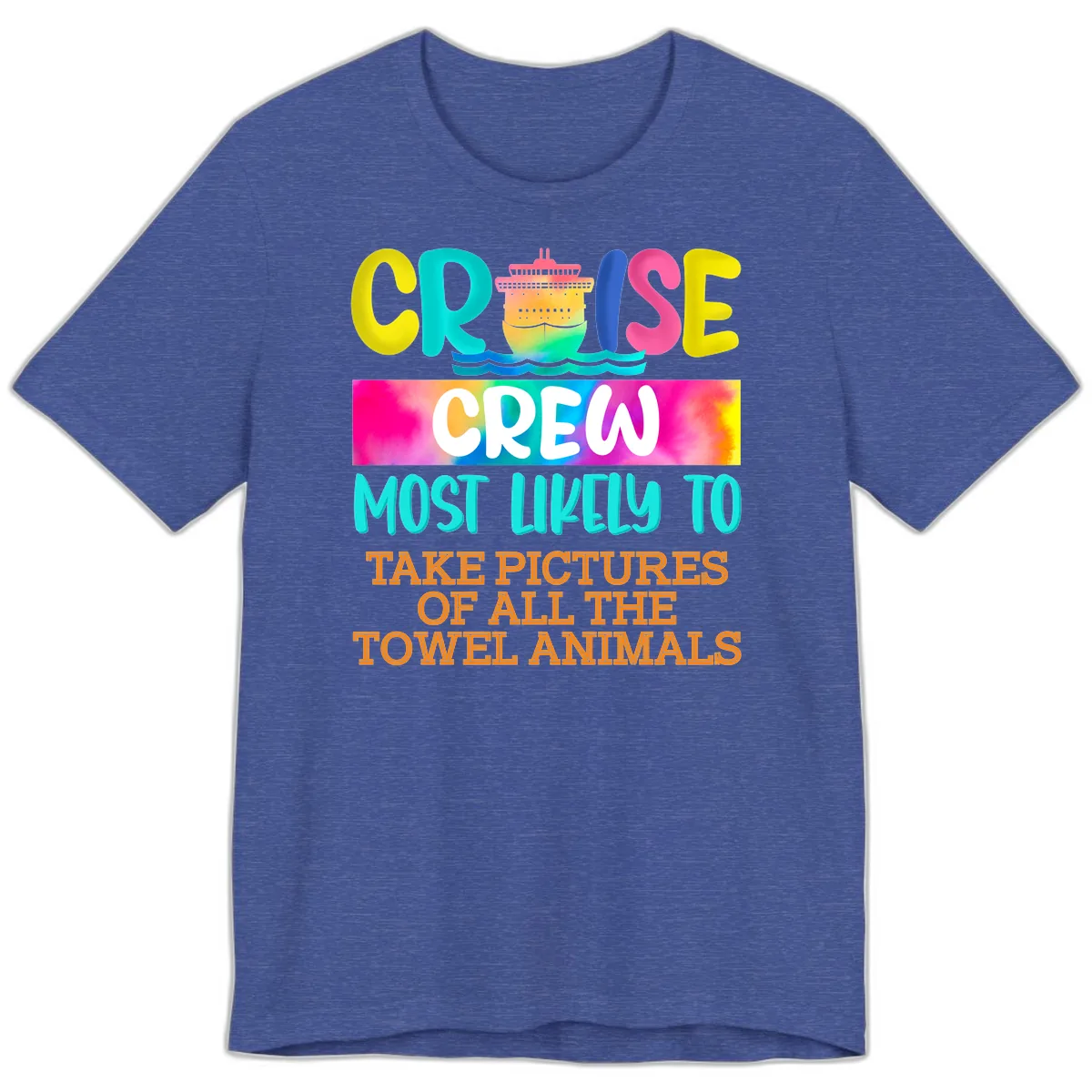 Cruise Crew Most Likely To Take Pictures Premium T-Shirt in Heather True Royal