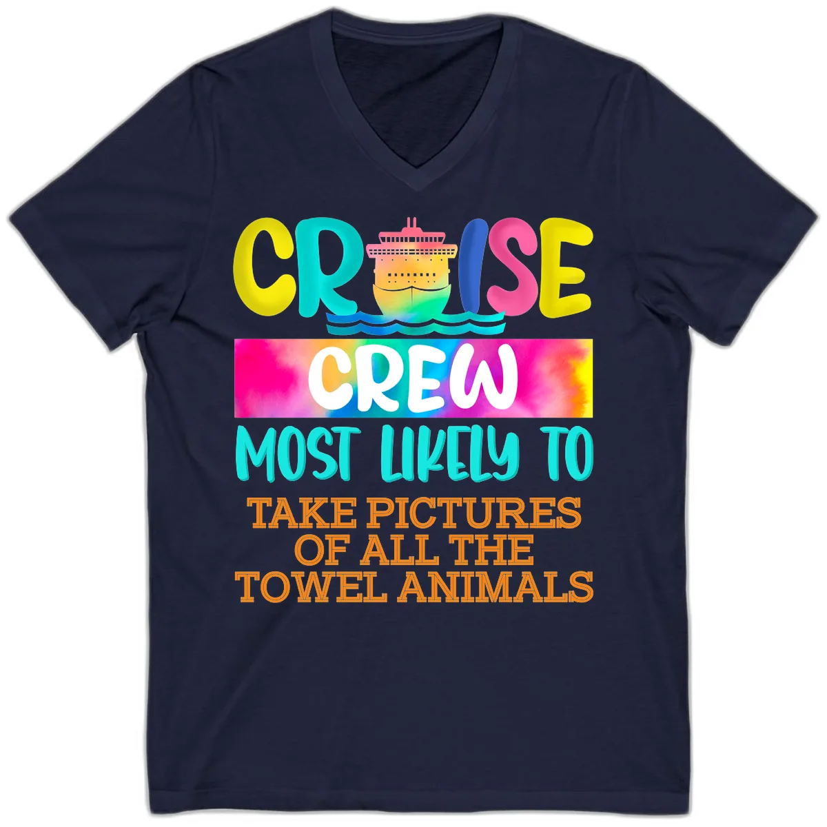 Cruise Crew Most Likely To Take Pictures V-Neck in Navy