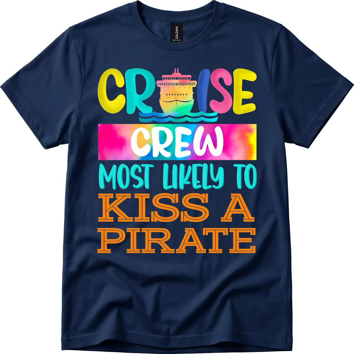 Cruise Crew Most Likely To Kiss A Pirate T-Shirt in Navy