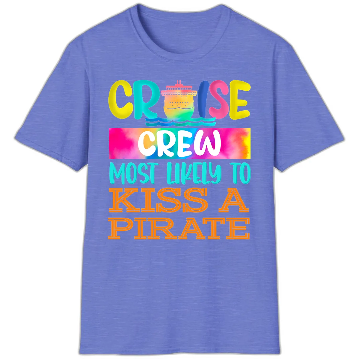 Cruise Crew Most Likely To Kiss A Pirate T-Shirt in Heather Royal