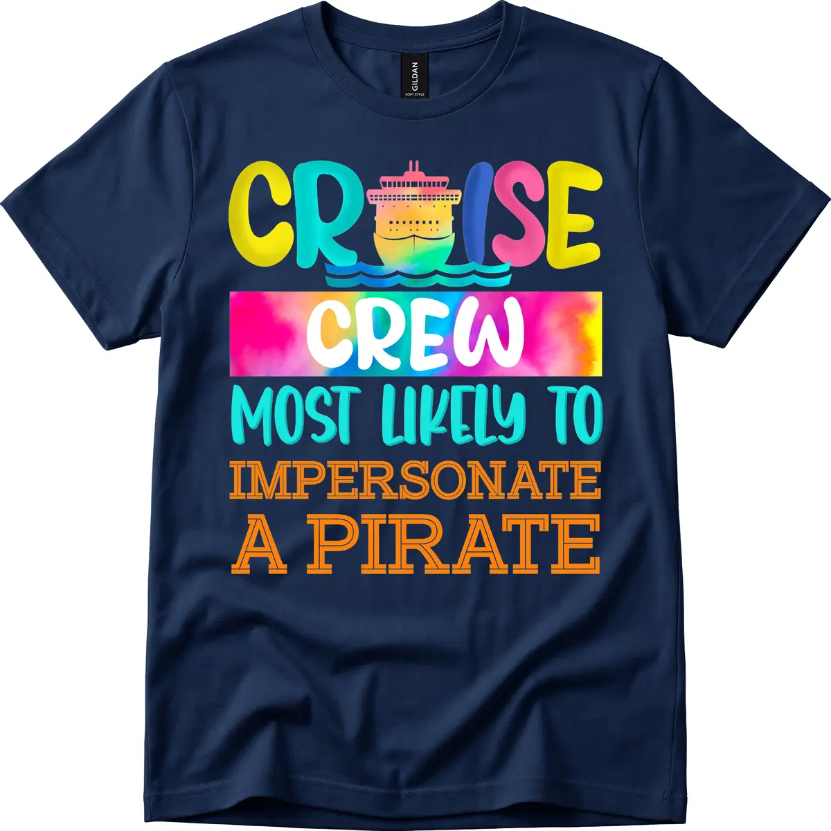 Cruise Crew Most Likely To Impersonate A Pirate T-Shirt in Navy