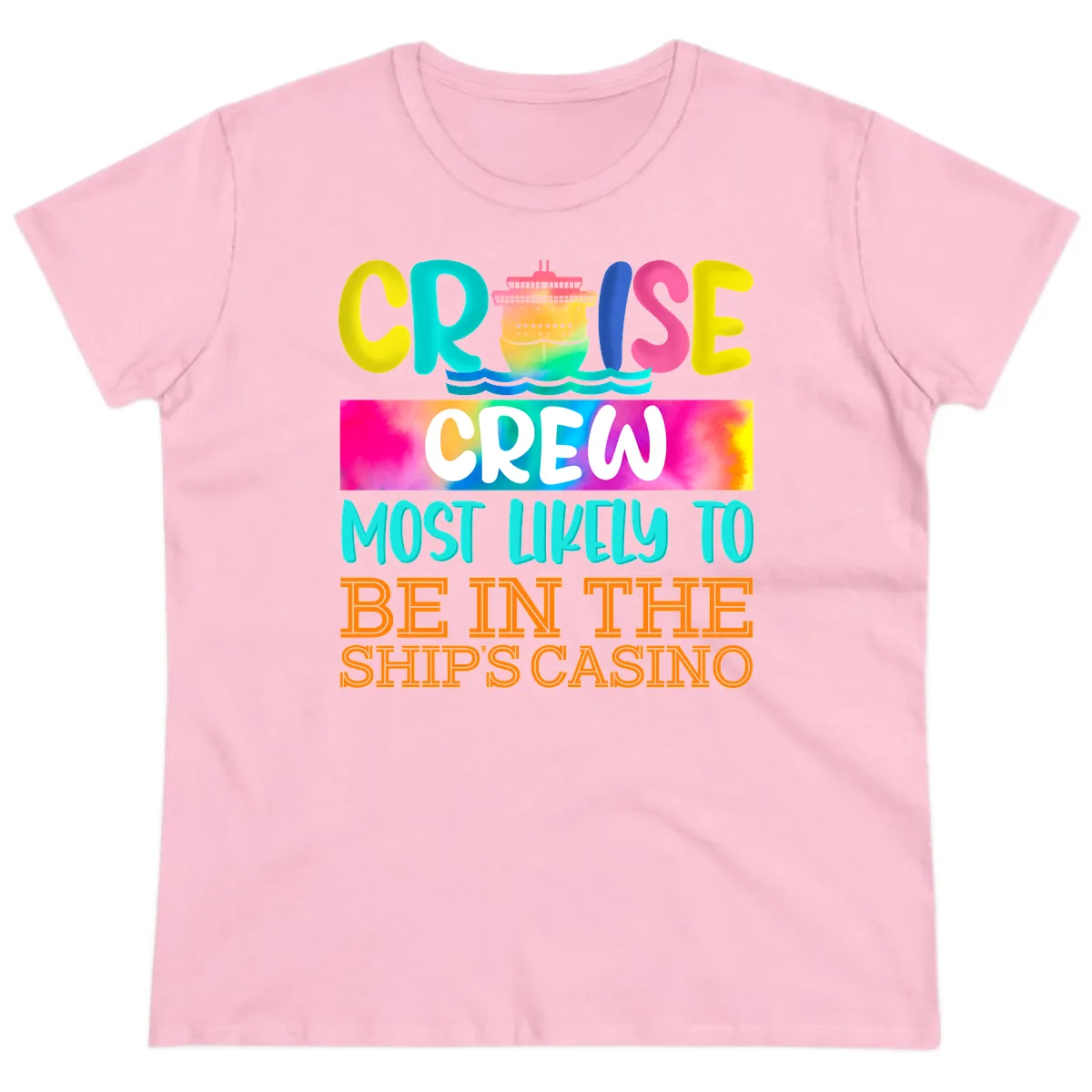Cruise Crew Most Likely Casino Ladies Tee in Light Pink