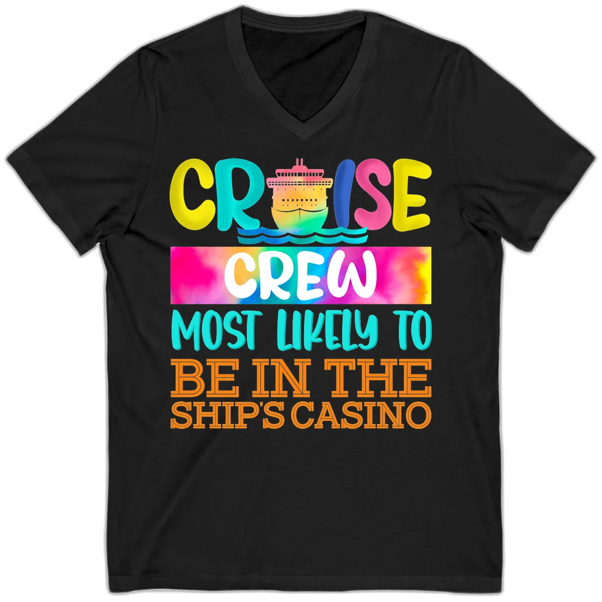 Cruise Crew Most Likely Casino V-Neck in Black
