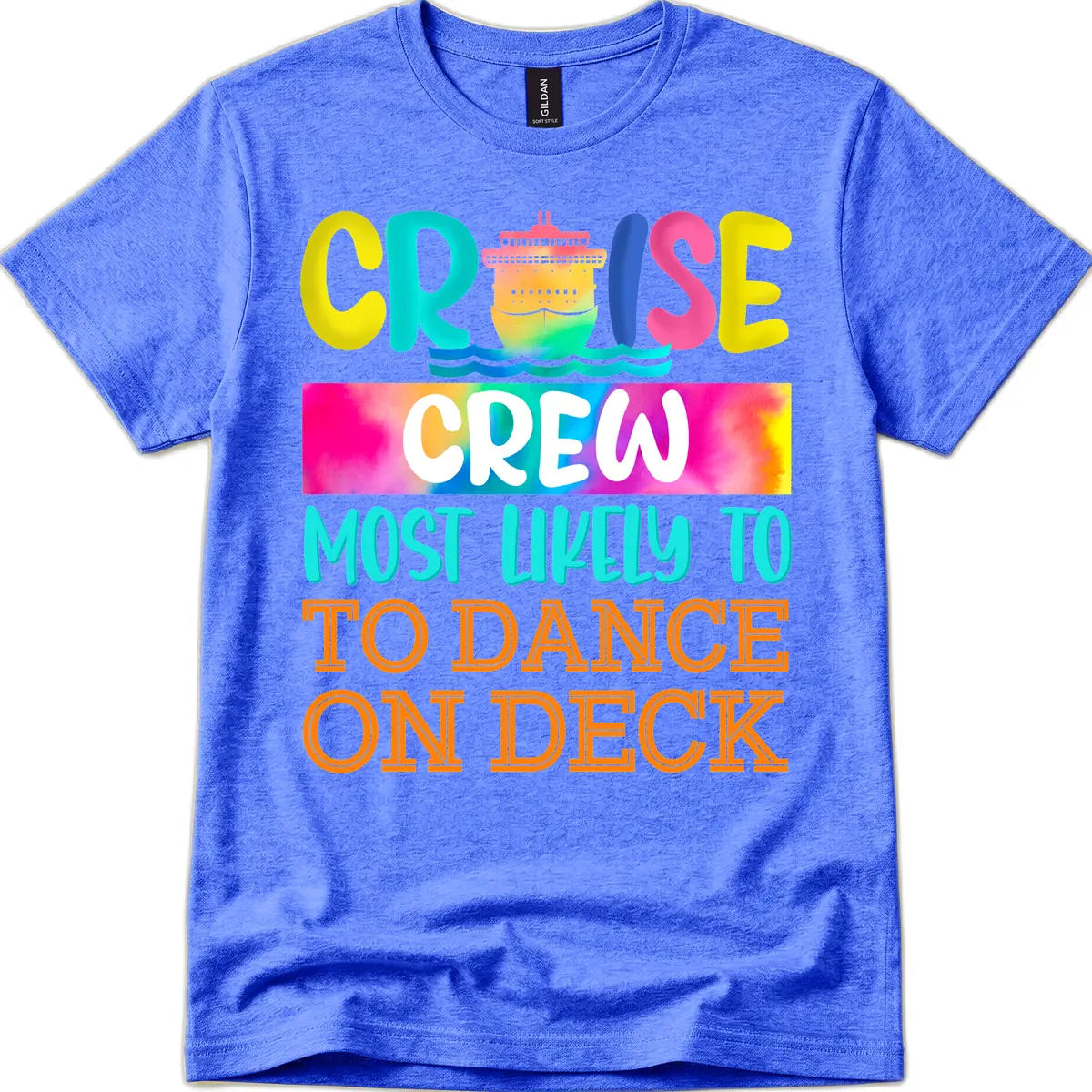 Cruise Crew Most Likely To Dance On Deck T-Shirt in Heather Royal