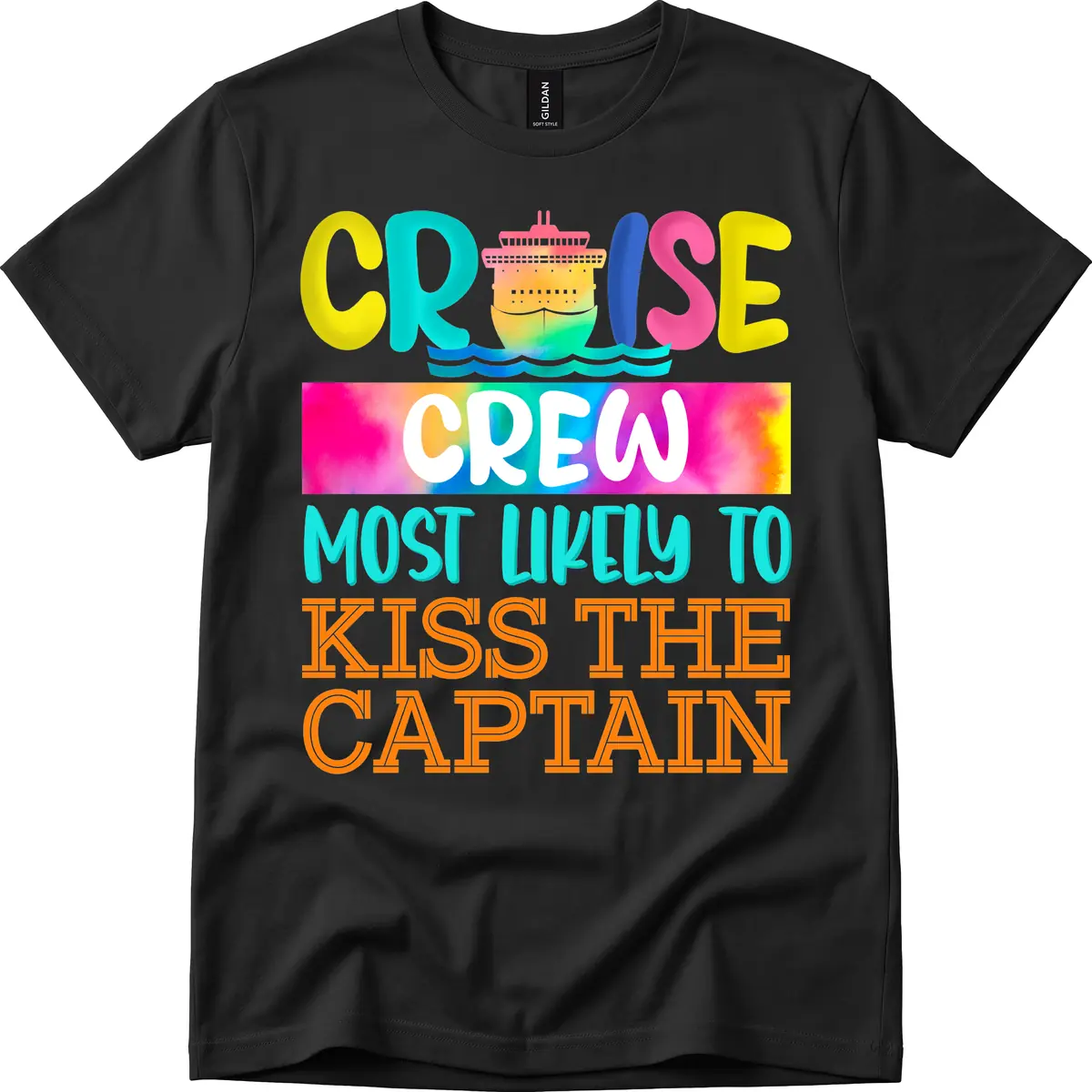 Cruise Crew Most Likely To Kiss The Captain T-Shirt in Black